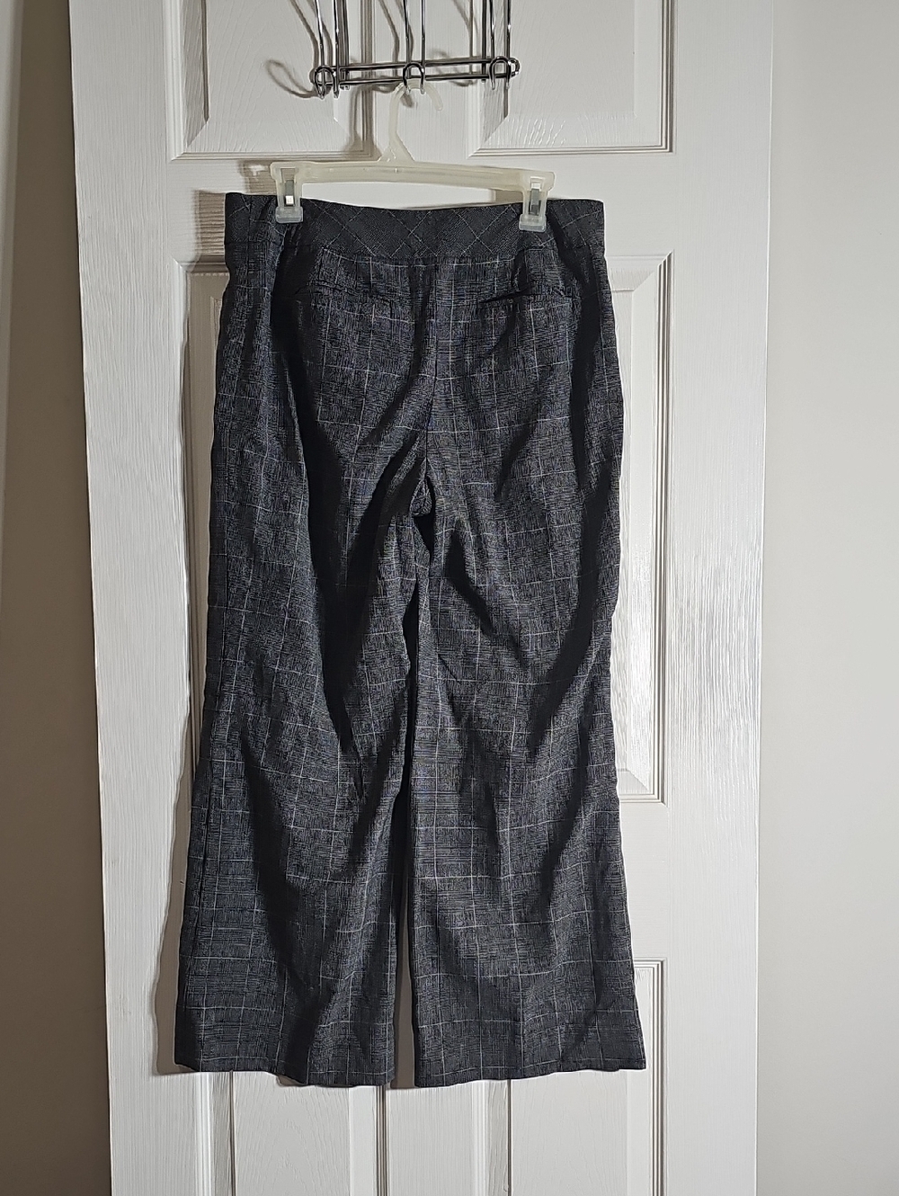 Ann Taylor 98% Wool Gray Plaid Glen Check Wide Leg Tailored Trousers Pants 10 - Picture 4 of 11